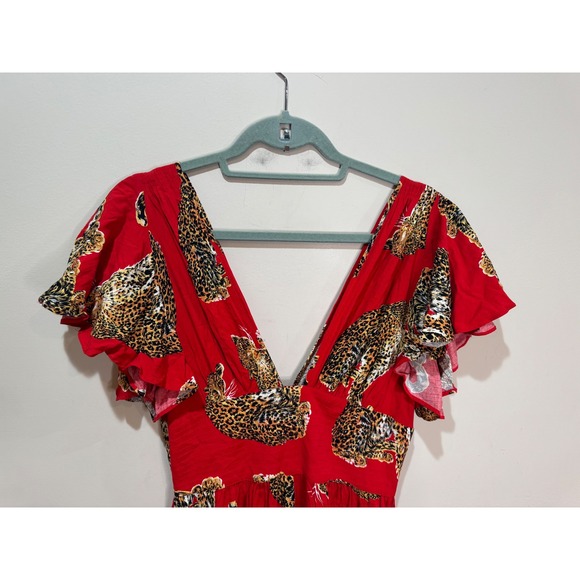 Trashy Diva Candice Gwinn My Pet Leopard Maxi Dress Red Sz 6 NWT RETIRED PRINT - Picture 5 of 11